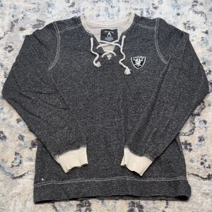 Antigua Raiders NFL Sweatshirt Men’s M Black Lace Up Pullover Hoodie Cotton